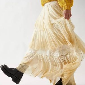 Free People x Brenda Knight Hand-Printed Ruffle Tiered Skirt